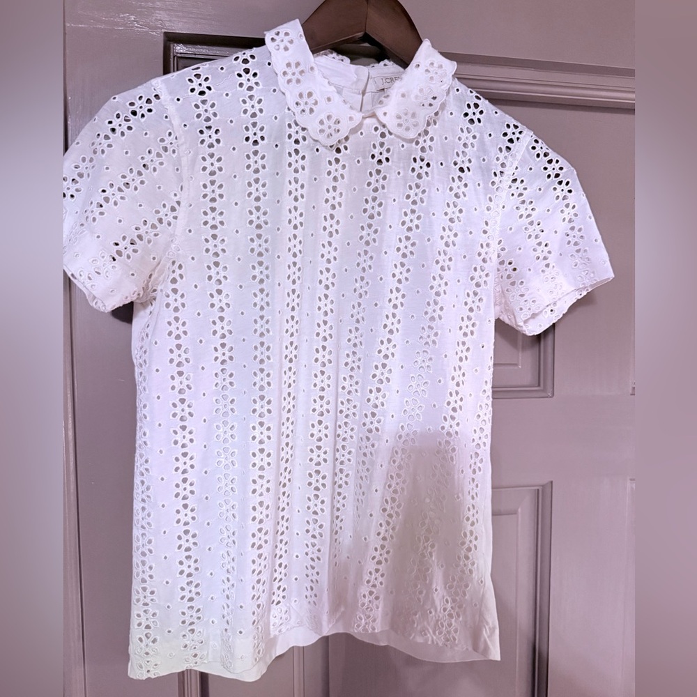 J. Crew Ivory Eyelet Blouse